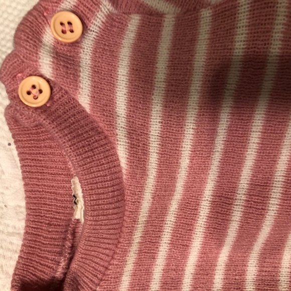 Absorba FRENCH vintage baby Breton Nautical stripe pink boating sweater … - Picture 3 of 3